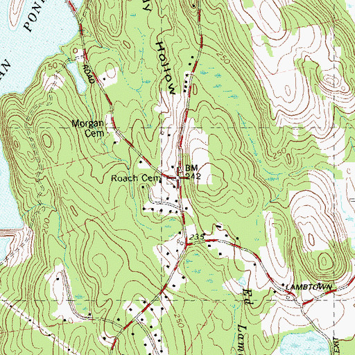 Topographic Map of Roach Cemetery, CT