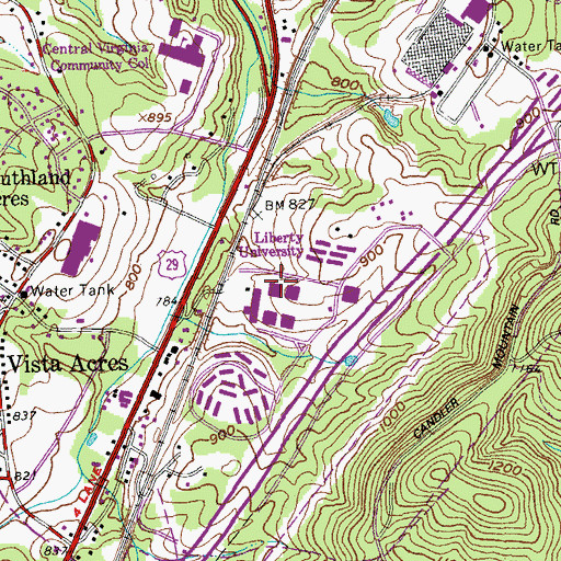 Topographic Map of D L P Studios, VA