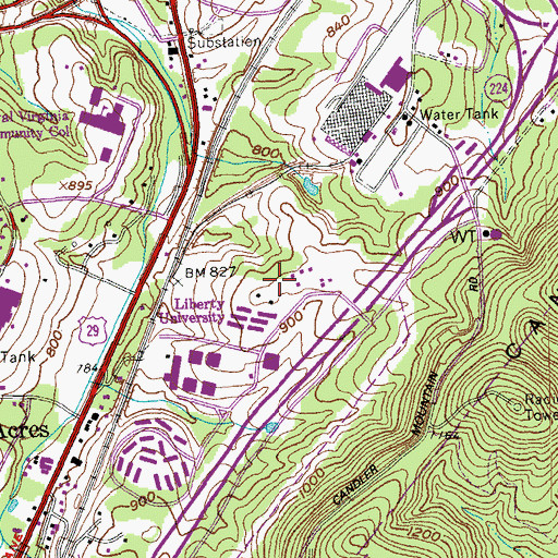 Topographic Map of Hamcock Athletic Center, VA