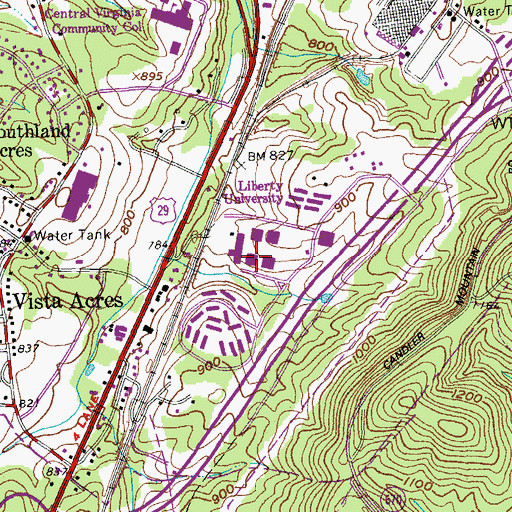 Topographic Map of Spiritual Life & Academic Building, VA
