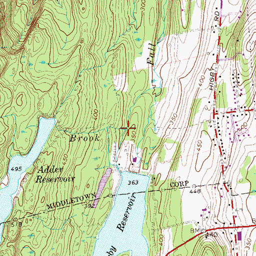 Topographic Map of Roaring Brook, CT