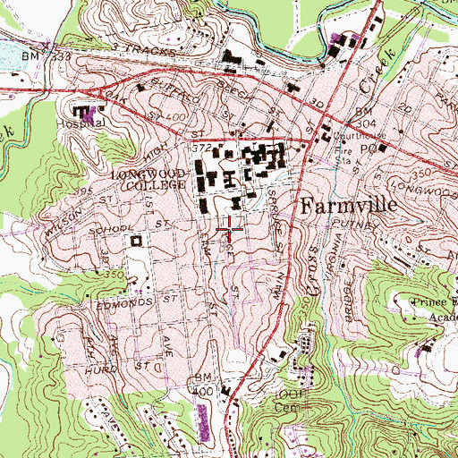 Topographic Map of Greenwood Library, VA