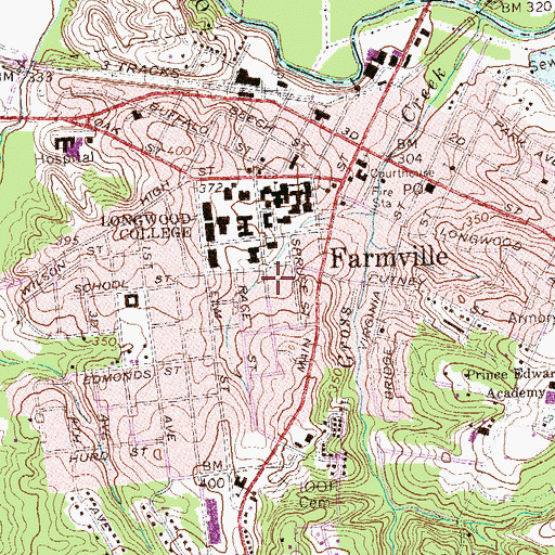 Topographic Map of Varsity Tennis Courts, VA