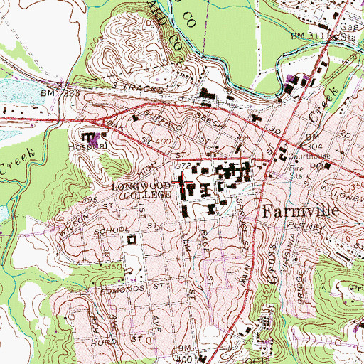 Topographic Map of Wheeler Residence Hall, VA