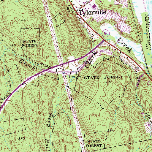 Topographic Map of Roaring Brook, CT