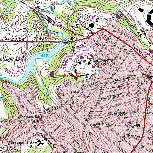Topographic Map of Dillard Fine Arts Center, VA