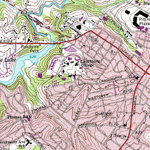 Topographic Map of Knight - Capron Library, VA
