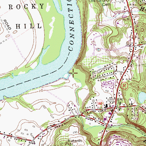 Topographic Map of Roaring Brook, CT