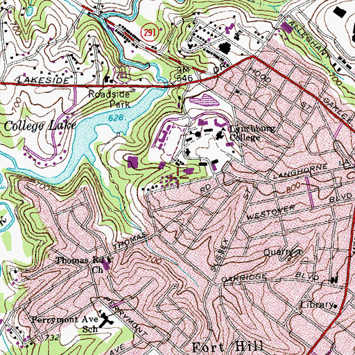 Topographic Map of Thompson Education Building, VA