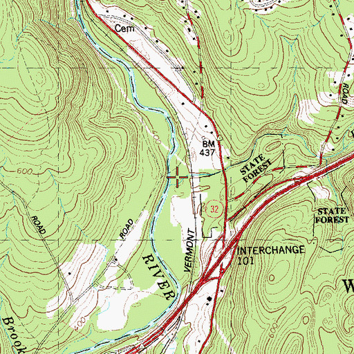 Topographic Map of Roaring Brook, CT