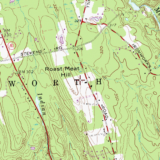 Topographic Map of Roast Meat Hill, CT