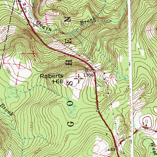 Topographic Map of Roberts Hill, CT