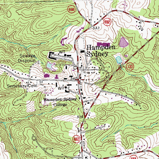 Topographic Map of Cabell House, VA