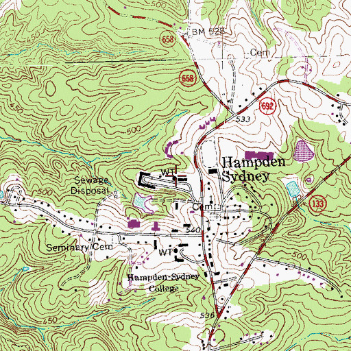 Topographic Map of Carpenter Dormitory, VA