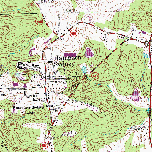 Topographic Map of Escourt, VA
