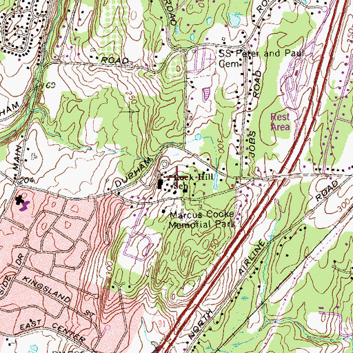 Topographic Map of Rock Hill Elementary School, CT