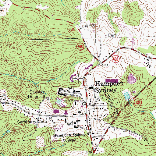Topographic Map of Hampden House, VA