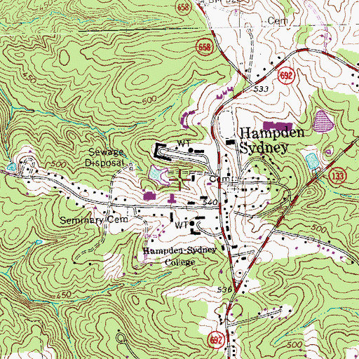 Topographic Map of Settle Hall, VA