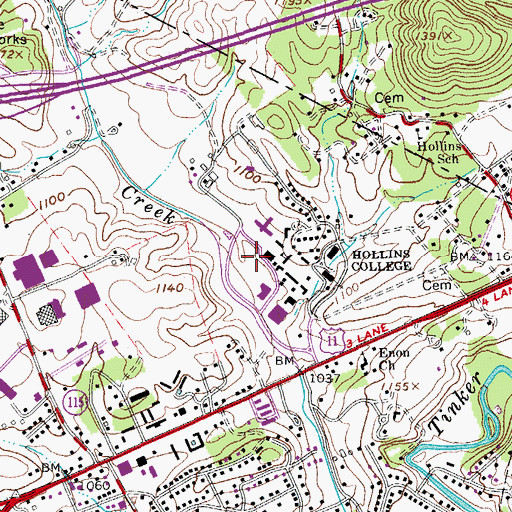 Topographic Map of Athletic Complex, VA