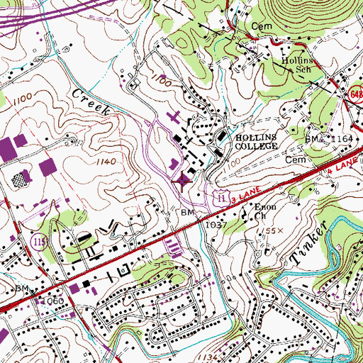 Topographic Map of Dana Science Building, VA