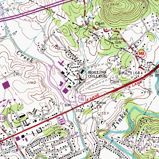 Topographic Map of duPont Chapel, VA