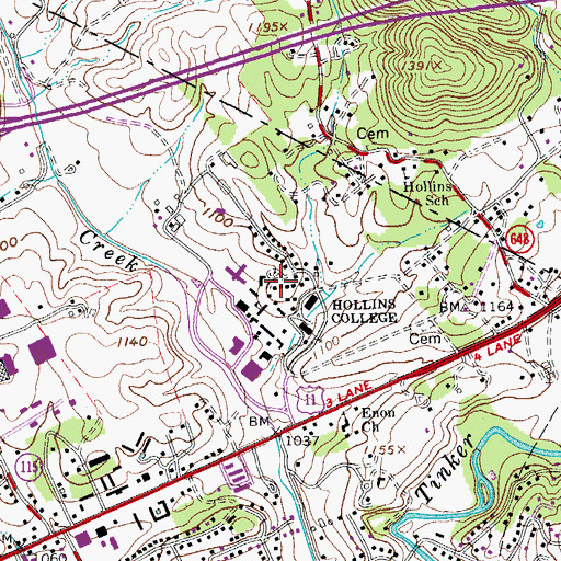Topographic Map of Sandusky Hall, VA