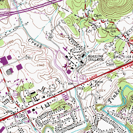Topographic Map of The Moody Center, VA