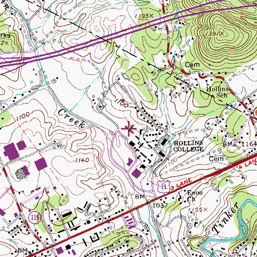 Topographic Map of Tinker House, VA