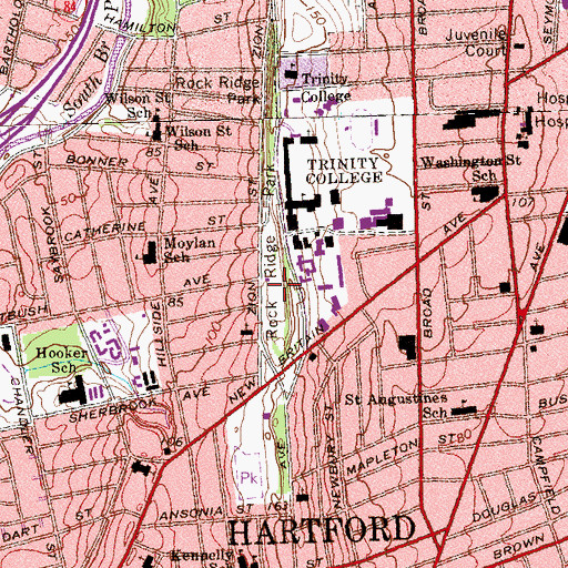Topographic Map of Rock Ridge Park, CT