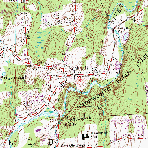 Topographic Map of Rockfall, CT