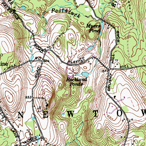 Topographic Map of Rockland Ponds, CT