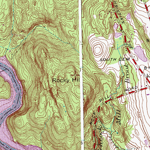 Topographic Map of Rocky Hill, CT