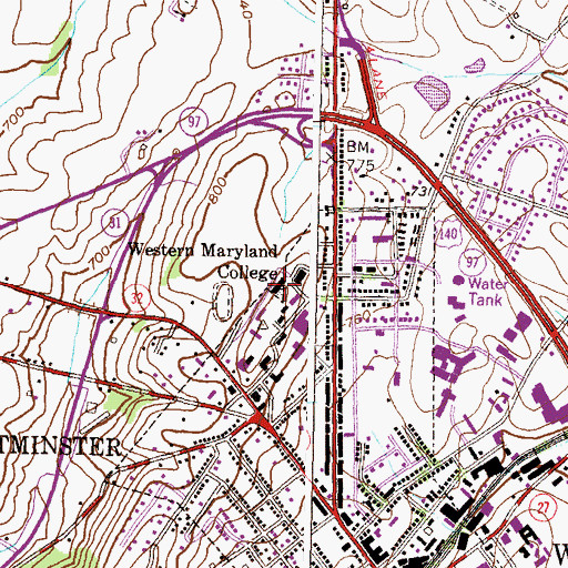 Topographic Map of Albert Norman Ward Hall, MD