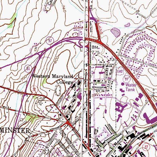 Topographic Map of Gill Center, MD