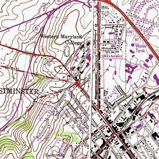 Topographic Map of Levine Hall, MD