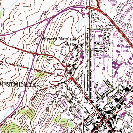 Topographic Map of McDaniel House, MD