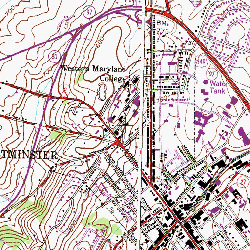 Topographic Map of Peterson Fine Arts Building, MD