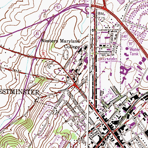 Topographic Map of President's House - McDaniel College, MD