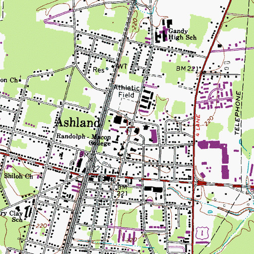 Topographic Map of Frank E Brown Campus Center, VA