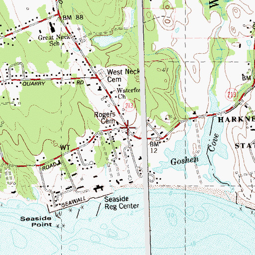 Topographic Map of Old Rogers Cemetery, CT