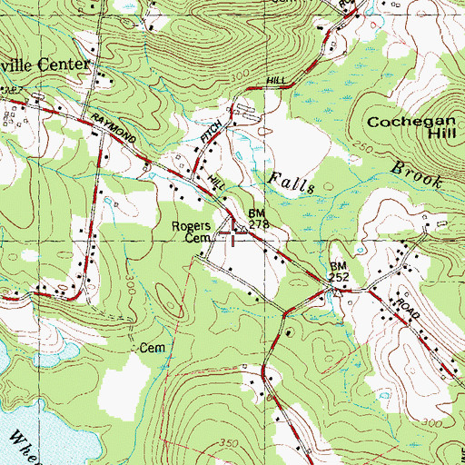 Topographic Map of Rogers Cemetery, CT