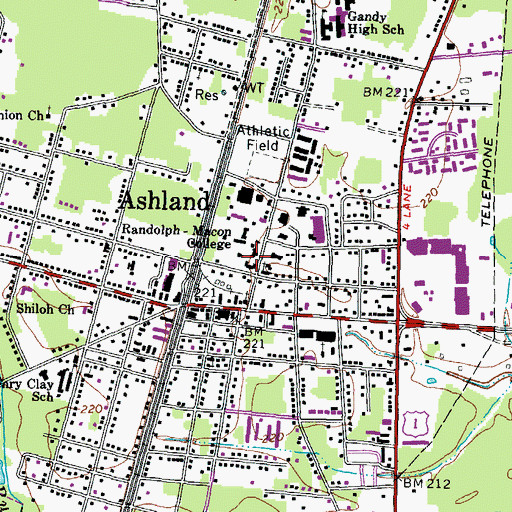 Topographic Map of Peele Hall Administration Building, VA