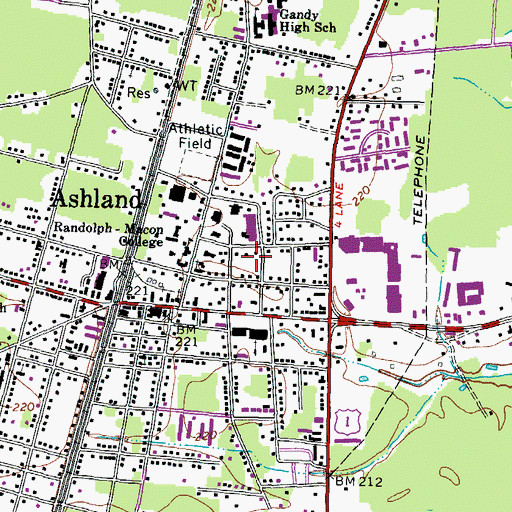 Topographic Map of President's House - Randolph-Macon College, VA