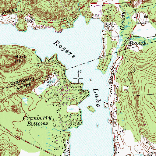 Topographic Map of Rogers Lake, CT
