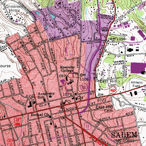 Topographic Map of Doctor Simon Carson Wells Hall, VA