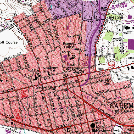 Topographic Map of Marion Hall, VA