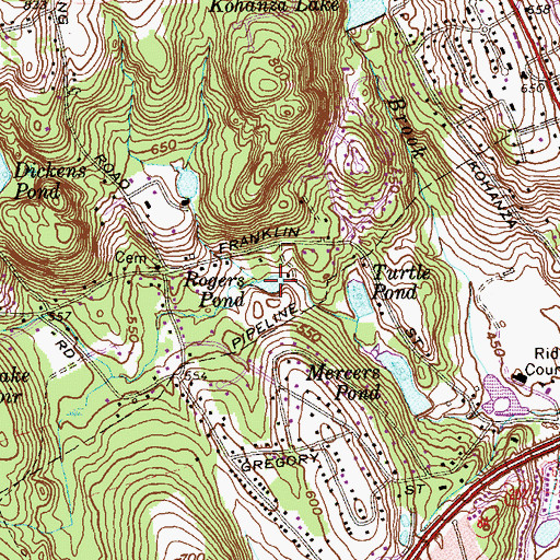 Topographic Map of Rogers Pond, CT