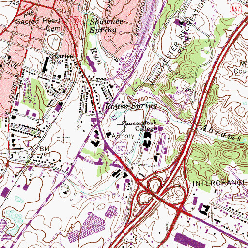Topographic Map of Lowry Tennis Courts, VA