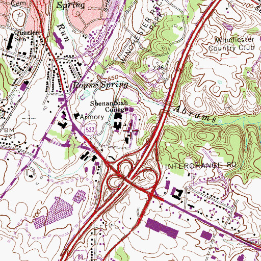 Topographic Map of Racey Hall, VA