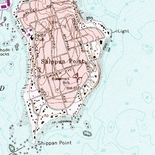 Topographic Map of Roosevelt School, CT